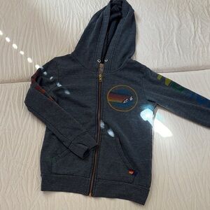 Aviator Nation Charcoal Hoodie with Rainbow Accents